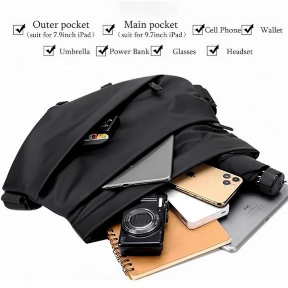 Expandable sling bag crossbody backpack waterproof anti theft chest shoulder bag - Picture 6 of 7